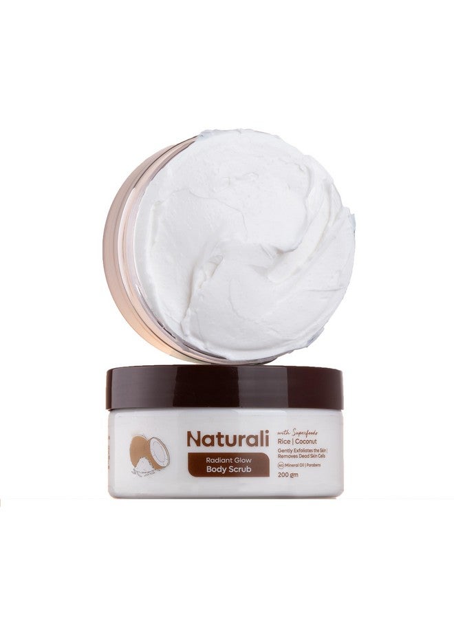 Naturali سكراب الجسم المتألق الطبيعي بالأرز وجوز الهند | يحسن نسيج البشرة | ينعم ويرطب البشرة | خالي من البارابين والزيوت المعدنية | 200 جرام - Image 1