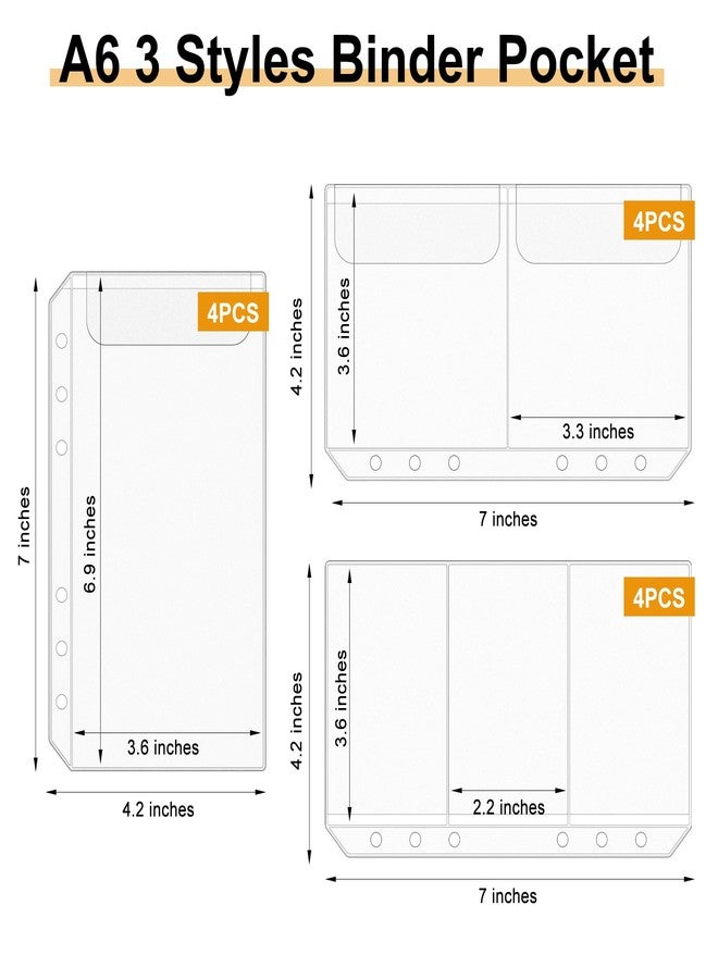 Antner 12PCS A6 Binder Pockets No Zipper Cash Envelopes for A6 6-Ring Binder, Zipless Money Folder Organizer Bill Pouches Business Card Sleeves Notebook Fillers Insert Pages for Cash Stuffing Binder - Image 3