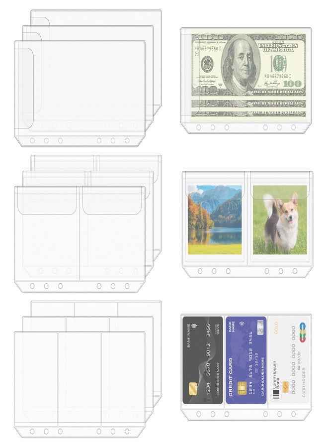 Antner 12PCS A6 Binder Pockets No Zipper Cash Envelopes for A6 6-Ring Binder, Zipless Money Folder Organizer Bill Pouches Business Card Sleeves Notebook Fillers Insert Pages for Cash Stuffing Binder - Image 1