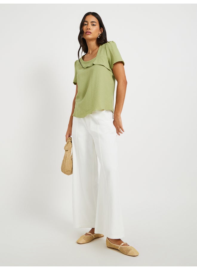 Take Two Take Two Texture Asymmetric Neck Ruffled Detail Top  - Image 2