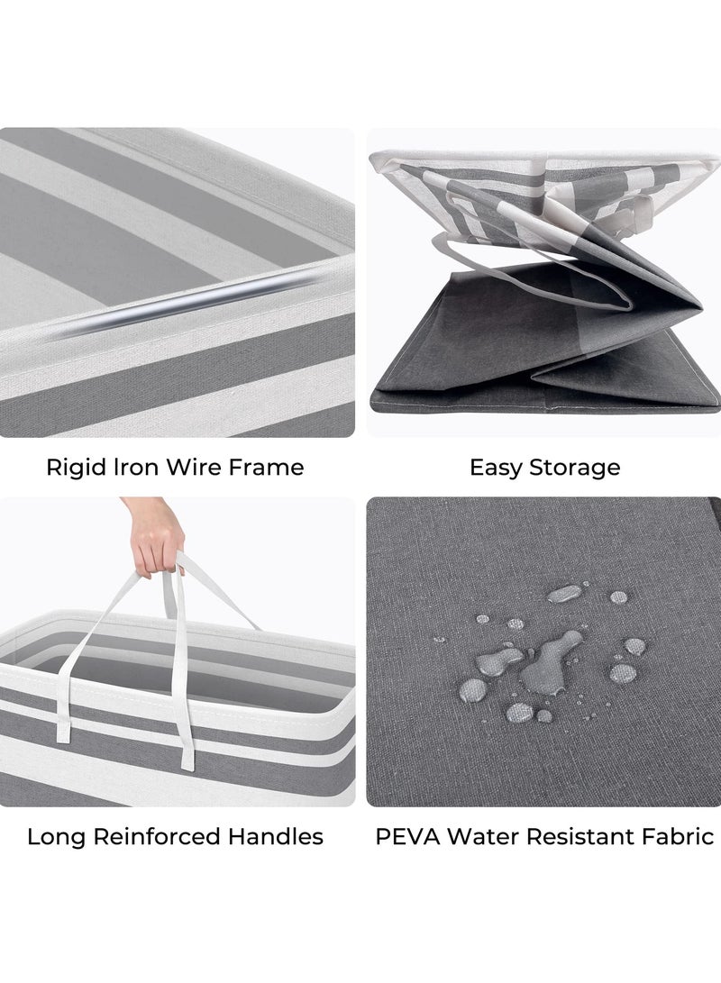 Bukela Laundry Basket,100L Each Waterproof, Freestanding Laundry Hamper, Collapsible Tall Clothes Hamper with Extended Handles for Clothes Toys in The Dorm and Family, 2-Pack Gradient Grey - Image 2