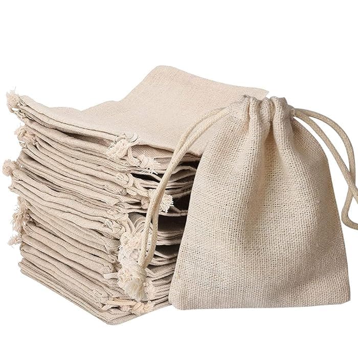 DEERA Jute Drawstring Gift Bag – Beige – 13x18cm – Pack of 15 - Image 1