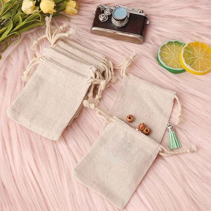 DEERA Jute Drawstring Gift Bag – Beige – 13x18cm – Pack of 15 - Image 4