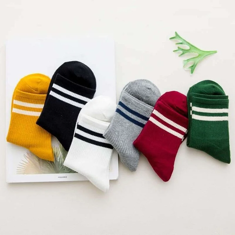 بي جي كي Unisex Women's 6-Piece Mixed Color Striped Tennis Socks