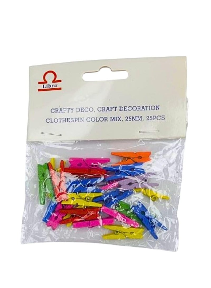 Libra CRAFTY DECO CRAFT DECORATION CLOTHESPIN COLOR 25MM 25PCS - Image 2