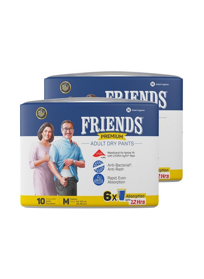 Friends Premium Adult Diapers Pants Style - 20 Count (Medium) with odour lock, Unisex, Leakproof, Elastic Waist and Anti-Bacterial Absorbent Core - Waist Size 25-48 inch; 63.5-122 cm - pzsku/ZF97689EAE50C99C13F28Z/45/_/1737720661/9c0b4847-a59e-48c5-919c-5b6026b2292d