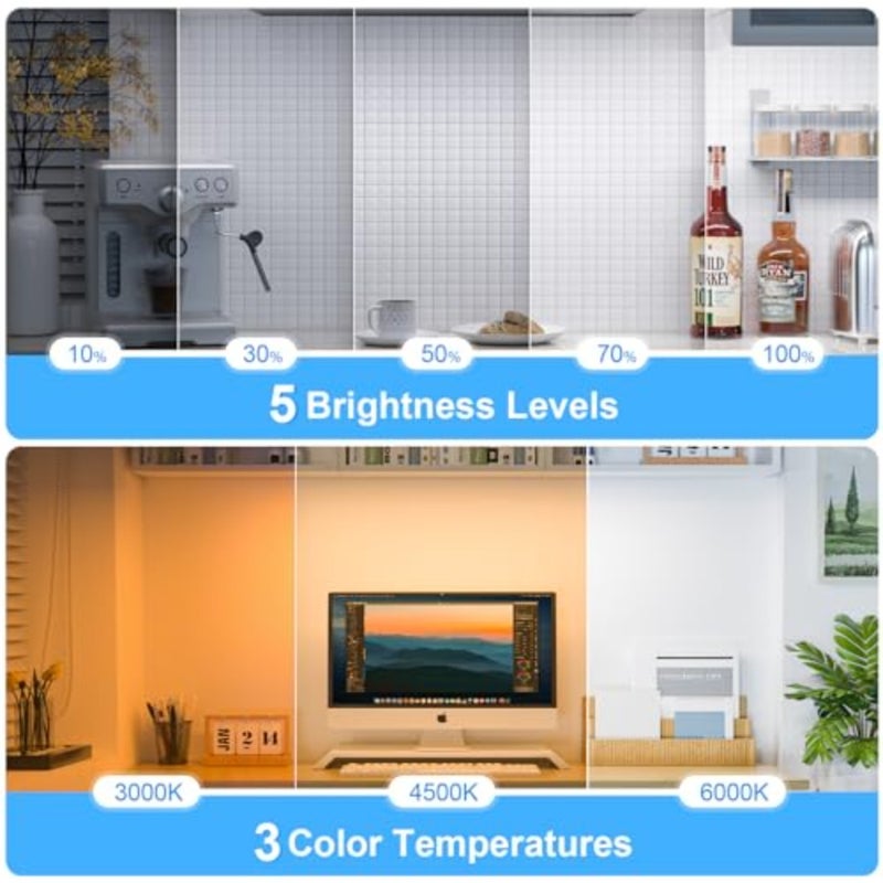 3W Rechargeable Light bar with, 3 Color Adjustable Mirror Lights, 2000mAh Battery Makeup Light, Touch Light Wireless for Cabinets, Magnetic Stick On Lights for Closet, Kitchen - Image 3