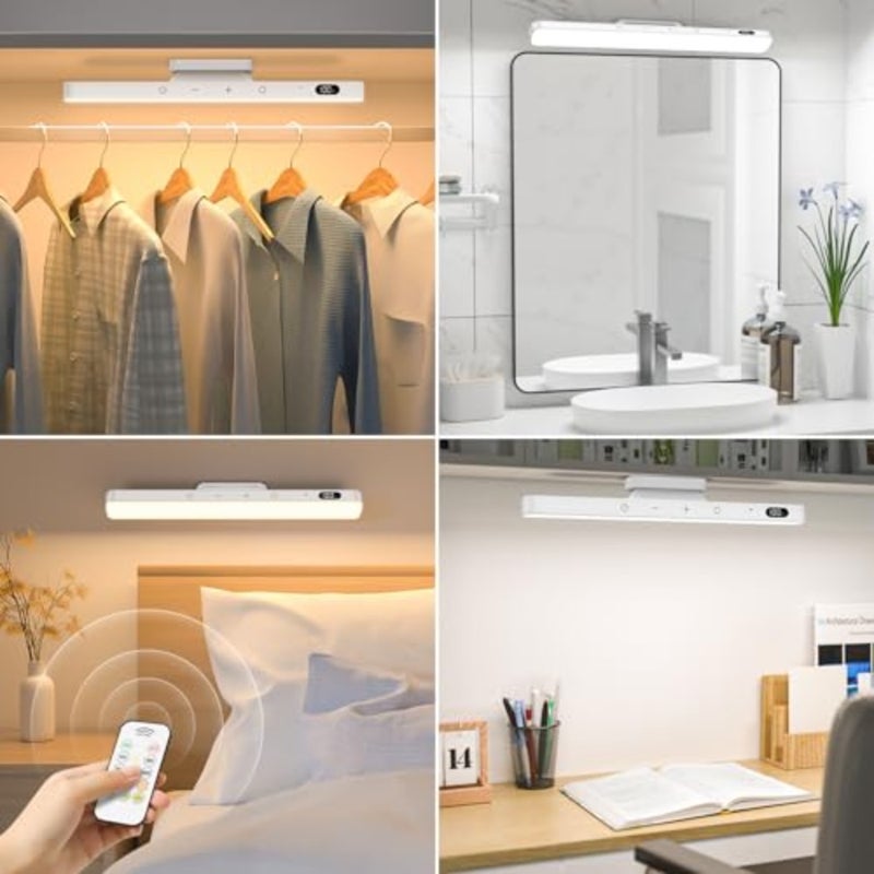3W Rechargeable Light bar with, 3 Color Adjustable Mirror Lights, 2000mAh Battery Makeup Light, Touch Light Wireless for Cabinets, Magnetic Stick On Lights for Closet, Kitchen - Image 4