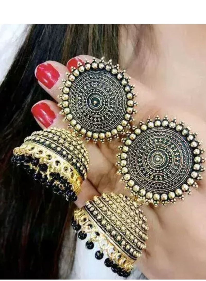 Stylish Meenakari Traditional Earring - Black - Image 1