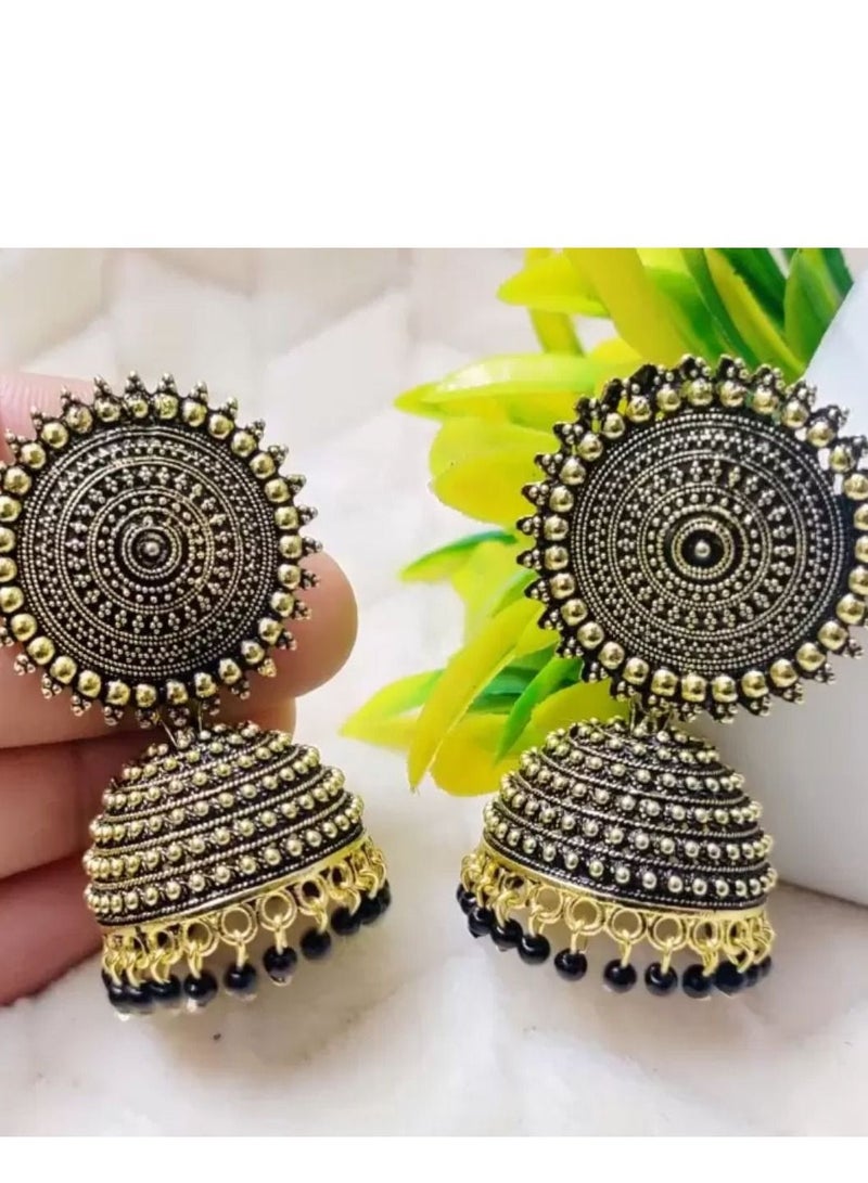 Stylish Meenakari Traditional Earring - Black - Image 2