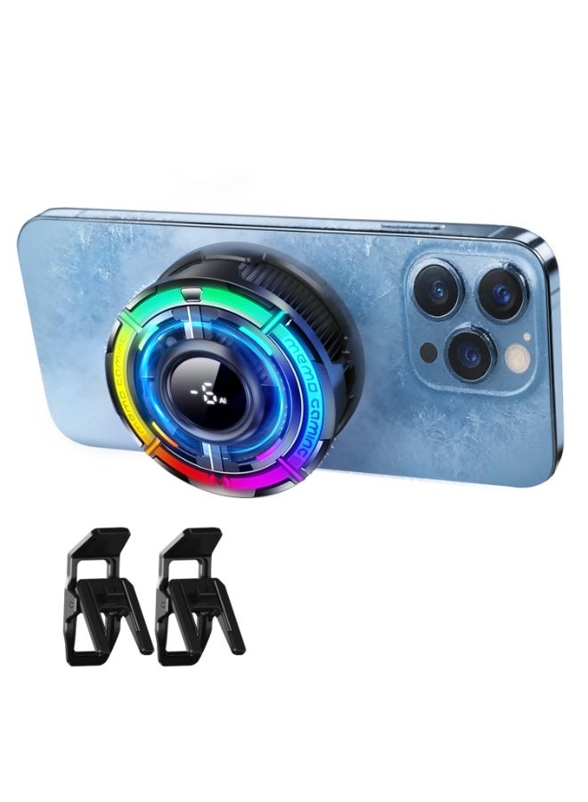 Memo Mag-Safe Phone Cooler for Gaming, Cell iPhone Cooling Fan Hot Weather, Portable RGB Mobile Enfriador para Celular Case, Ventilador para Telefono ipad Keep Phone Cool, for iPhone/Android Series Phone - Image 1