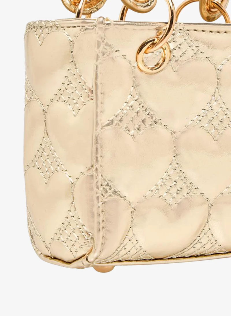 Flora Bella By Shoexpress GOLD Flora Bella Heart Quilted Crossbody Bag with Chain Strap Ramadan Collection for Women | Best Price UAE