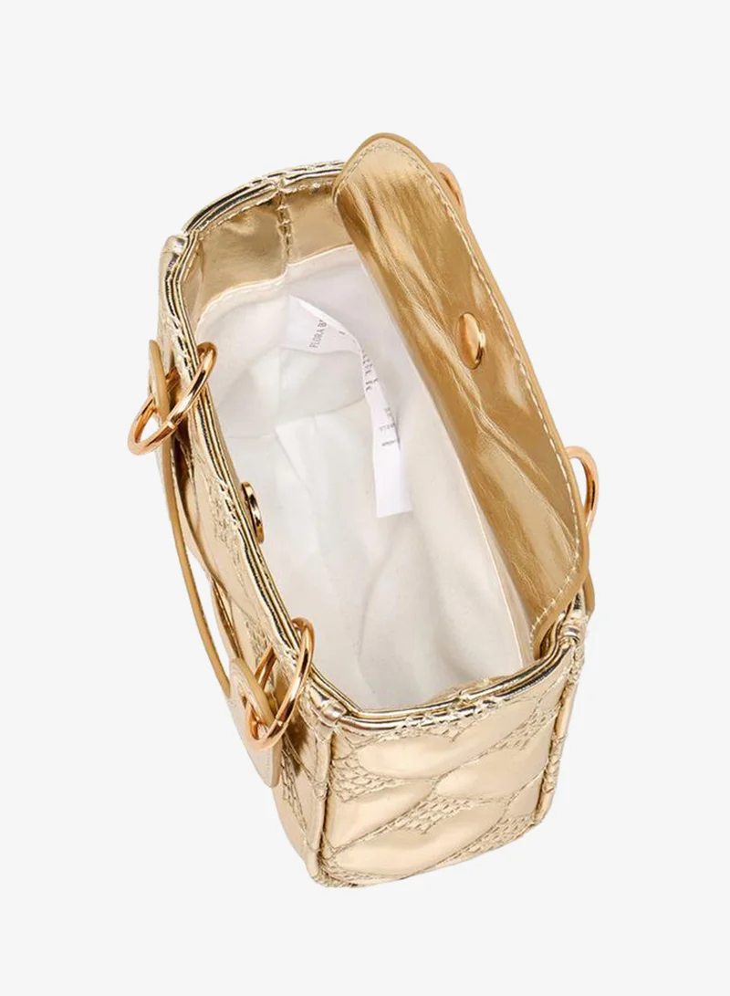 Flora Bella By Shoexpress GOLD Flora Bella Heart Quilted Crossbody Bag with Chain Strap Ramadan Collection for Women | Best Price UAE