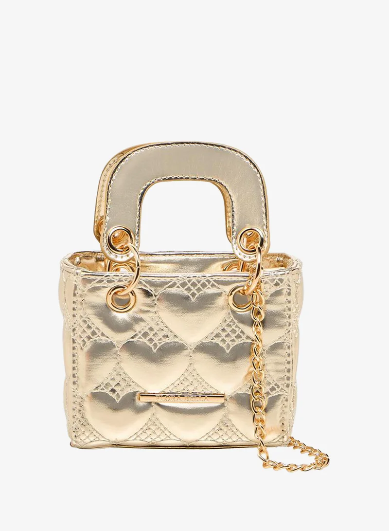 Flora Bella By Shoexpress GOLD Flora Bella Heart Quilted Crossbody Bag with Chain Strap Ramadan Collection for Women | Best Price UAE