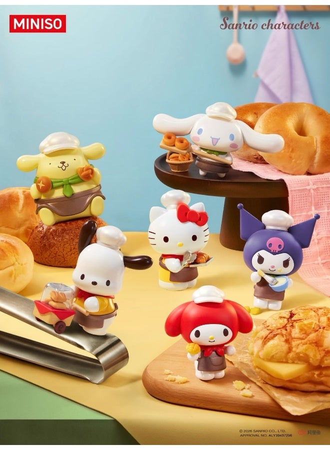 MINISO x Sanrio Characters Pastry Chef Collection Collectible Figurine Blind Box, Full Display Set of 6 Sealed Mystery Boxes, Character Collectible for Display and Gifting - Image 1