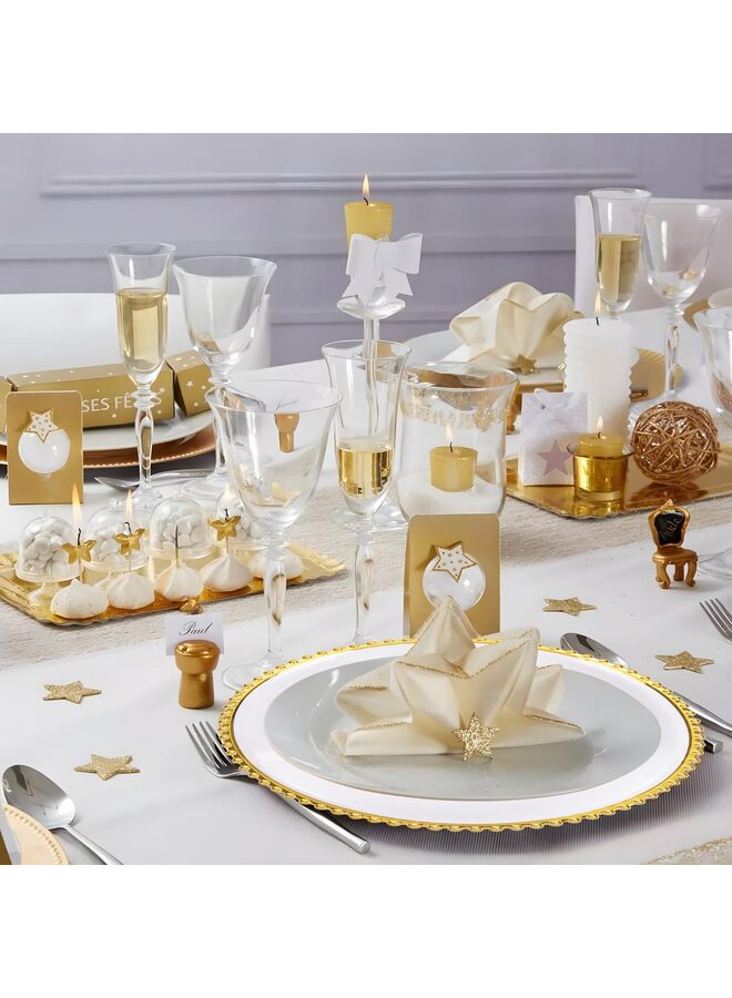 LAMAY 20PCS Clear and Gold Charger Plate for Dinner Plates Table Disposable Charger Plate Service Plates Bulk Gold for Wedding Party - Image 2