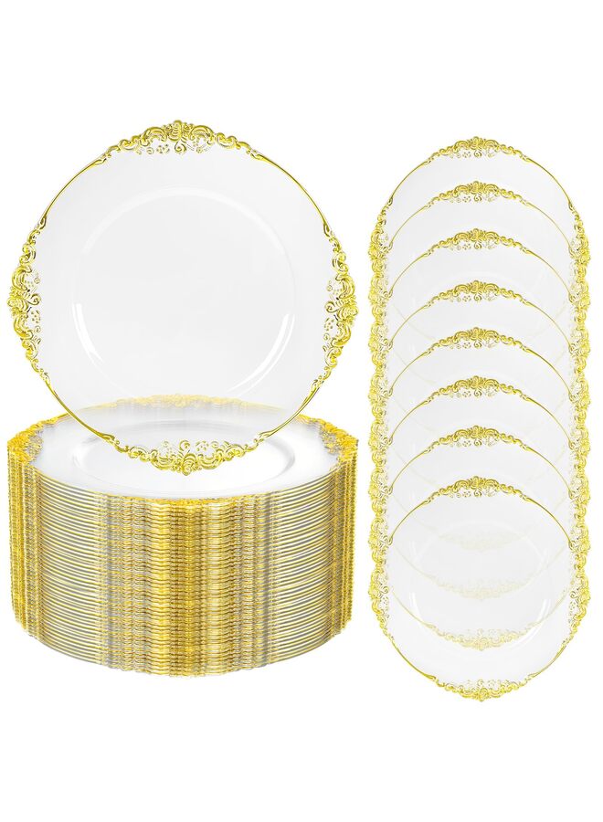 LAMAY 20PCS Clear and Gold Charger Plate for Dinner Plates Table Disposable Charger Plate Service Plates Bulk Gold for Wedding Party - Image 5