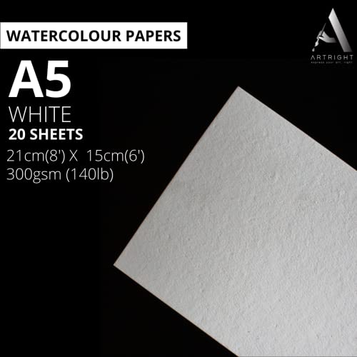 ArtRight Artists Watercolor Paper (A5 Pack of 20 Sheets, 300 GSM); Handmade Watercolour Paper for Artists - Image 2