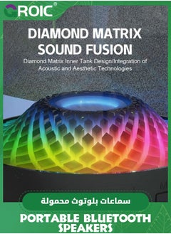 GROIC Bluetooth Speaker 360 Surround Sound Diamond Shaped Ambient Lighting Effect Desktop Bluetooth 5.0 Speaker Subwoofer  - Image 4