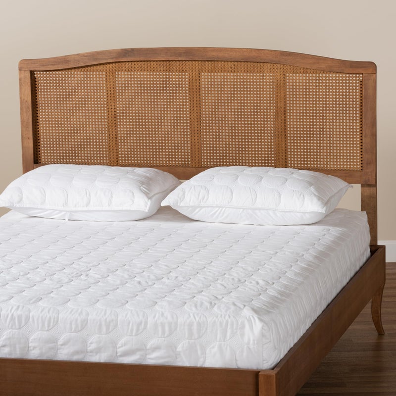 Baxton Studio Marieke Mid-Century Modern Ash Wanut Finished Wood and Synthetic Rattan Queen Size Headboard - Image 5