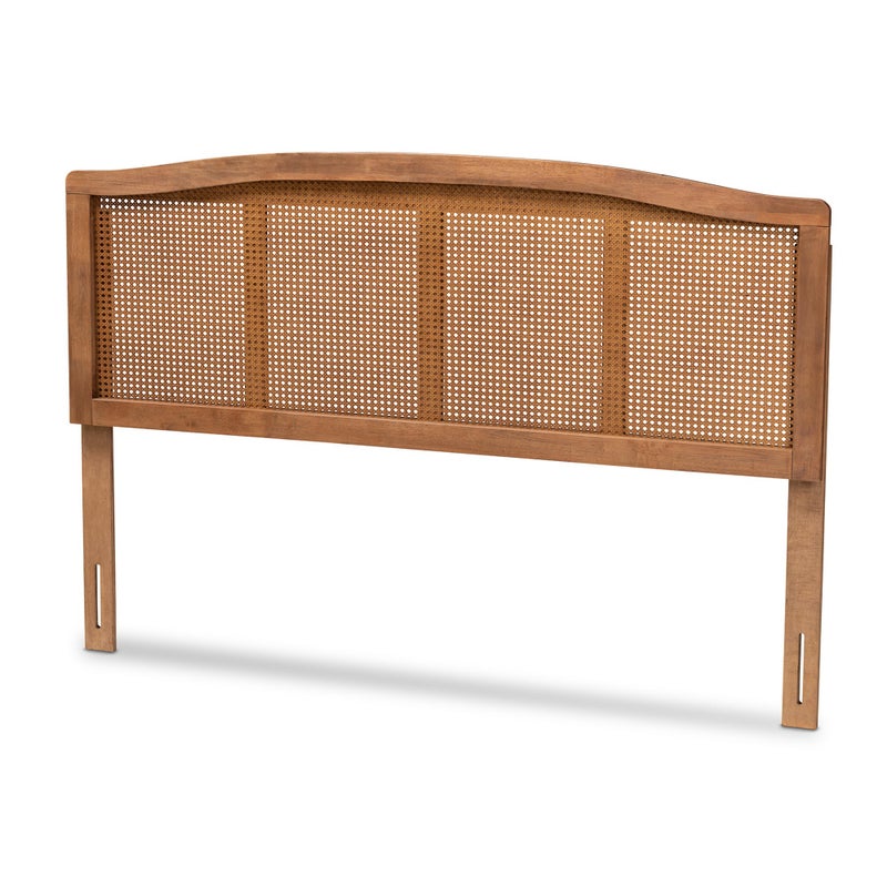 Baxton Studio Marieke Mid-Century Modern Ash Wanut Finished Wood and Synthetic Rattan Queen Size Headboard - Image 1