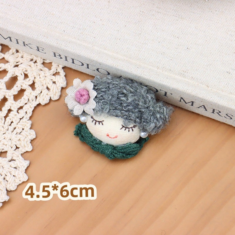 New Forest Girl Avatar Brooch Accessories Fabric Knitted Flowers Cartoon Girl Doll Accessories Clothing Accessories - Image 1