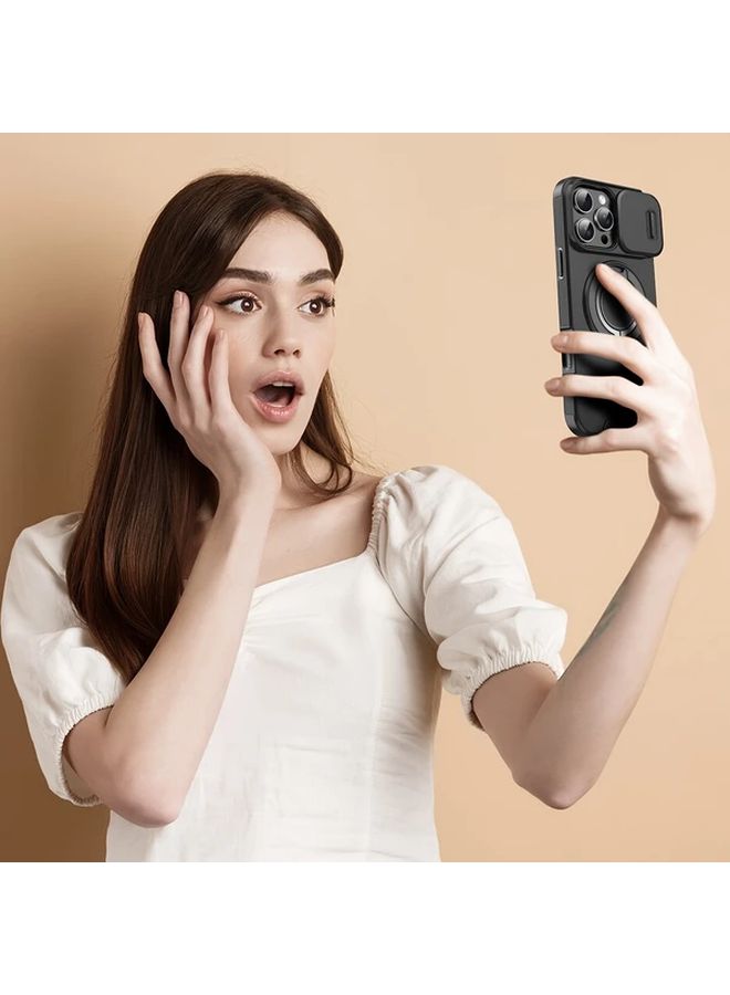 Black Shockproof Magnetic Phone Case For iPhone 17 Pro Max 360 Rotating Metal Stand - Image 3