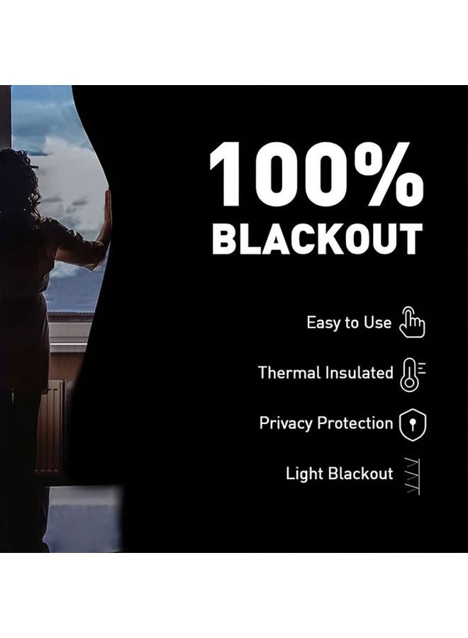 Blackout Curtain Fabric 57.09x78.74 Inch Self Adhesive Thermal Insulated Window Shades - Image 3