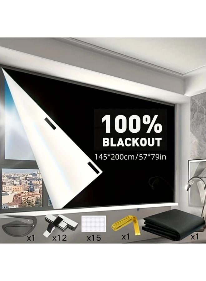 Blackout Curtain Fabric 57.09x78.74 Inch Self Adhesive Thermal Insulated Window Shades - Image 1