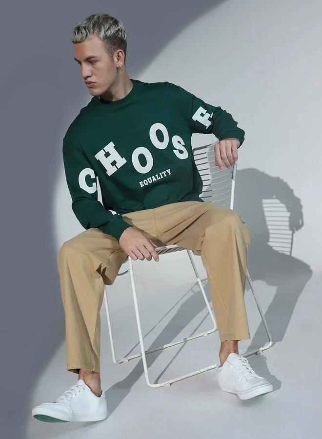 Hubberholme Hubberholme Relaxed Fit Choose Equality Print T-Shirt with Long Sleeves