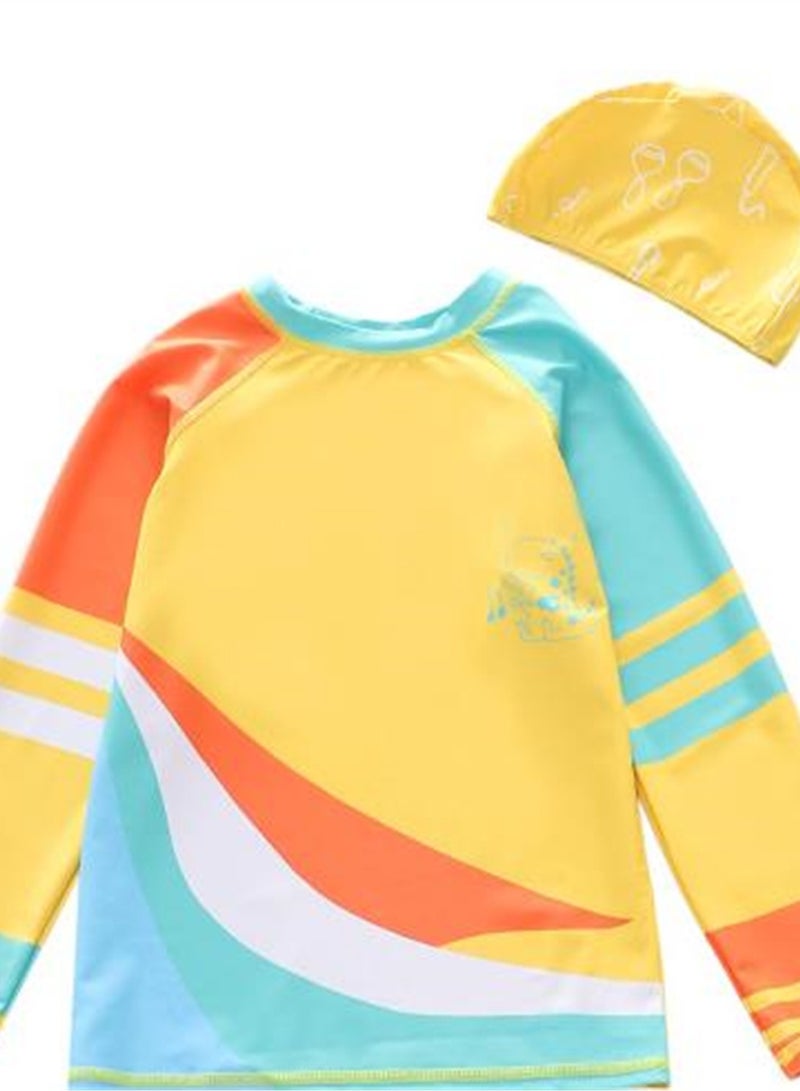 Generic 3pcs children's swimsuit boy shorts long sleeve swimming cap sun protection swimsuit beach swimsuit  - Image 2