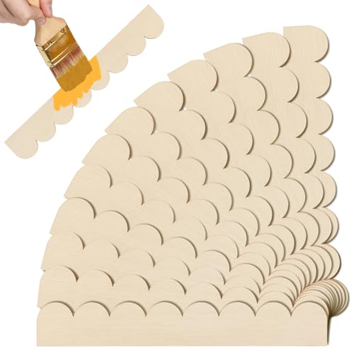 Hamminy Scalloped Decorative Wood Trim Unfinished Scalloped Edge Wooden Molding Cute DIY Moulding Trims for Cabinet Window Shelf Door Wall, 15.74 x 2.36 Inch, 12 Pack - Image 1