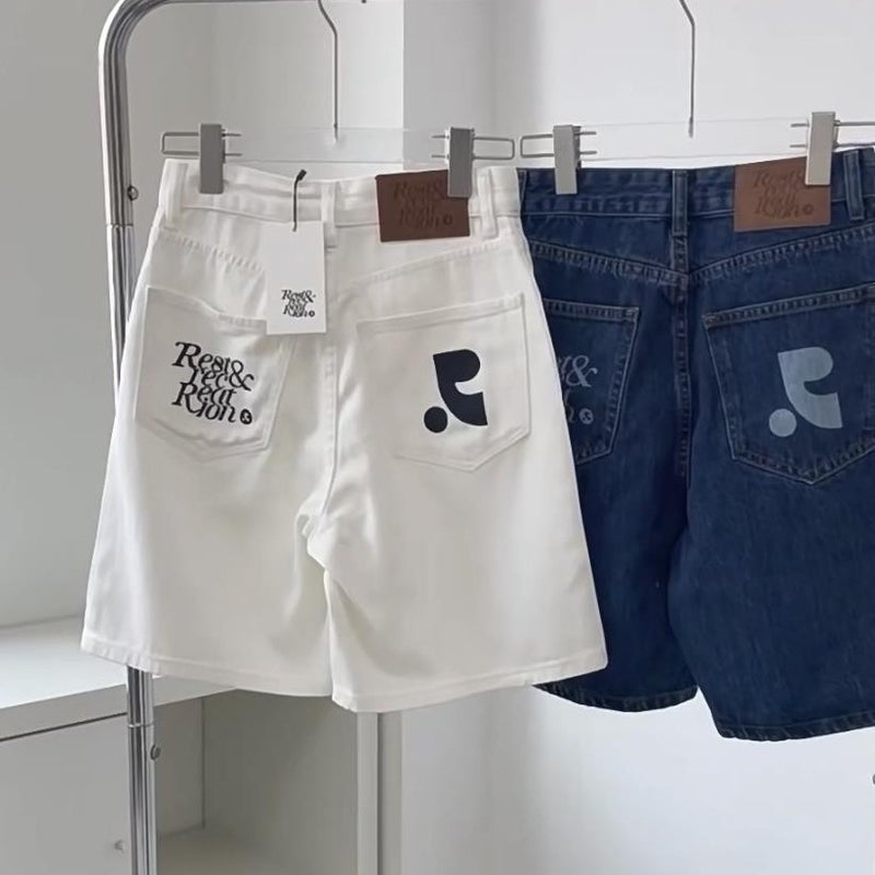 Korean Style Loose Fit Embroidered Denim Shorts for Women - Image 1