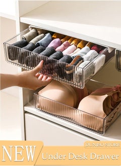 Under Desk Drawer Organizer Storage, Self-Adhesive, Large Capacity Pop-Up Student Storage Hidden Desktop Drawer Tray, Invisible Drawer Storage Box for Office Bedroom