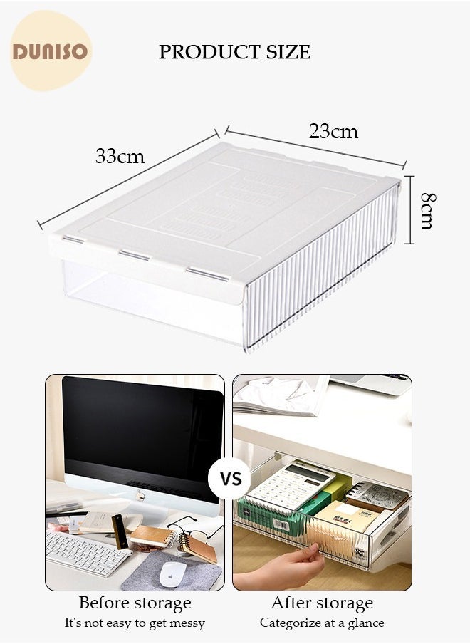 Arabest - Under Desk Drawer Organizer Storage, Self-Adhesive, Large Capacity Pop-Up Student Storage Hidden Desktop Drawer Tray, Invisible Drawer Storage Box for Office Bedroom - Image 1