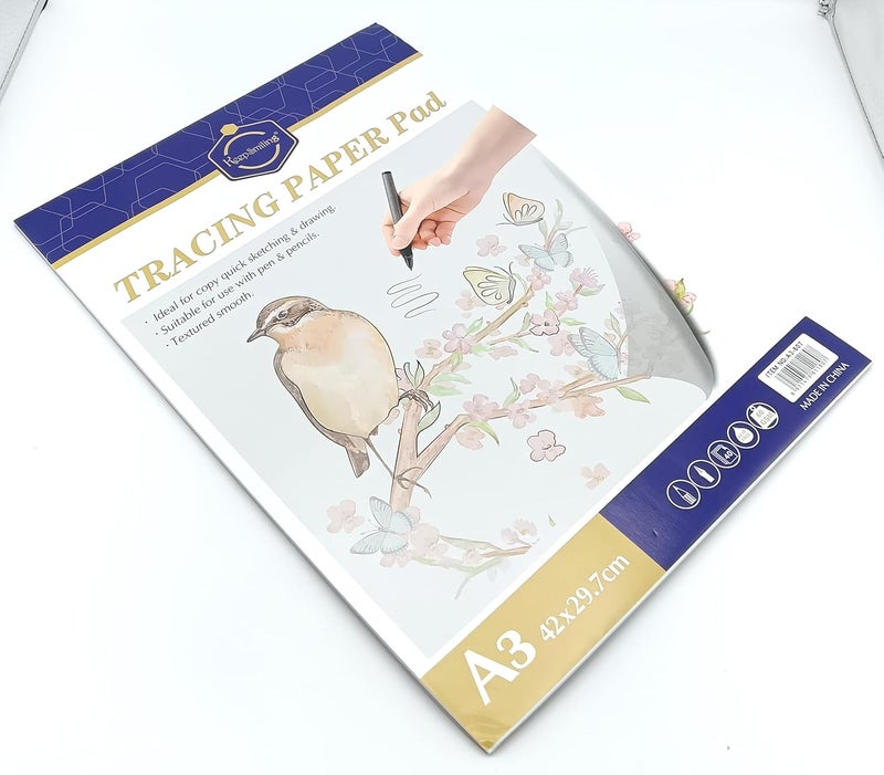 Gold Leaf GOLD LEAF A3 Tracing Paper for Drawing Light Up 40Sheets60Gm Tracing Paper Pad Translucent Paper Sketching Tracing Paper for Kids Pencil Marker Ink DIY Crafts Painting Works  - Image 2