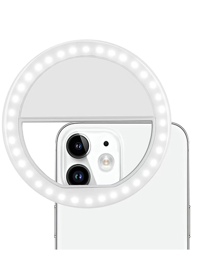 ELTRAZONE 184 Selfie Ring Light with 36 LED Bulbs, Flash Lamp Clip Ring Lights Fill-in Lighting Portable for Phone/Tablet/iPad/Laptop Camera - White - Image 1