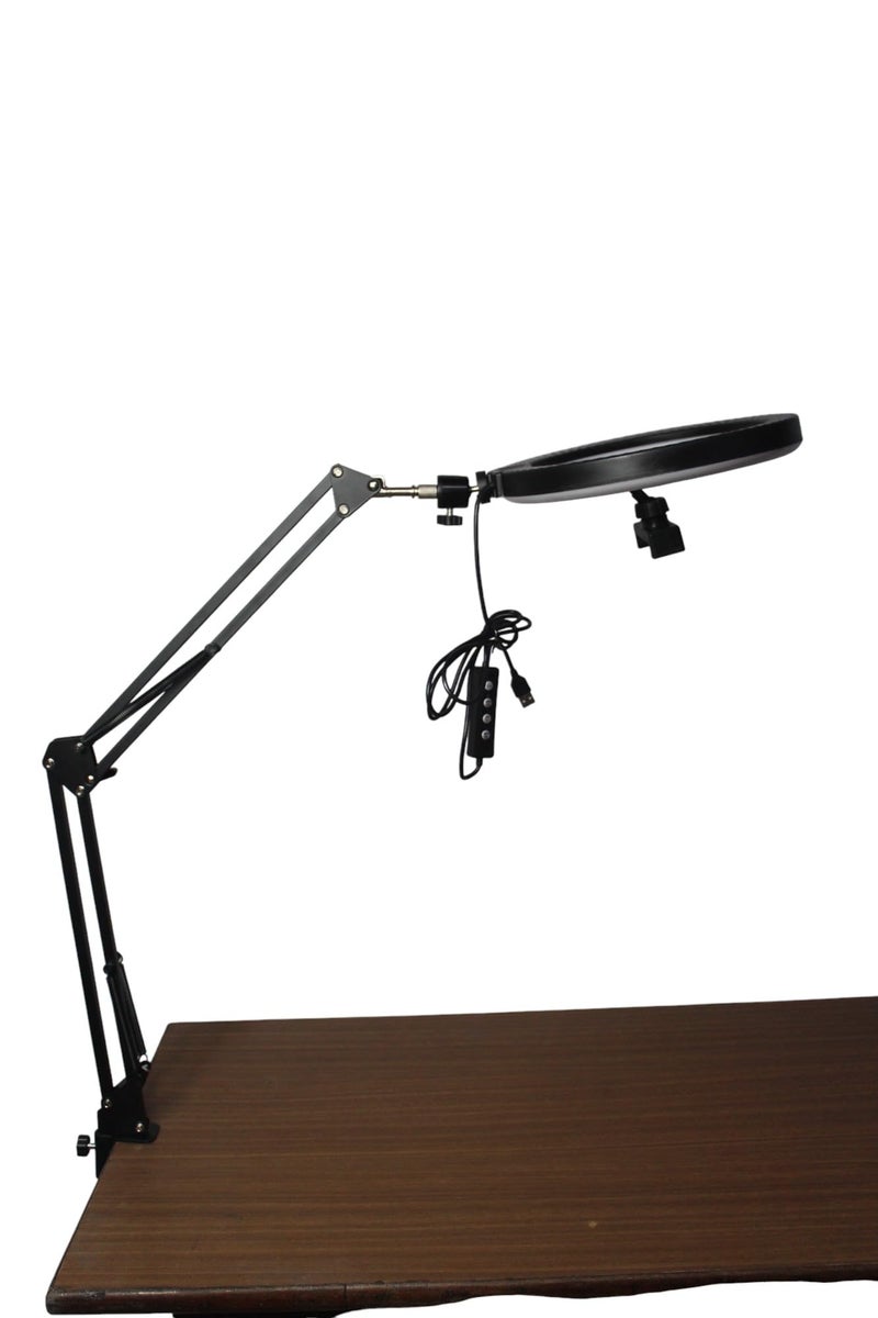 SHOPEE Overhead Video Mobile Stand, Led 10inch RGB Ring Light, 2 Way Base clamp,1/4" Ball Head for Camera, Webcams, with Mobile Bracket - Image 5