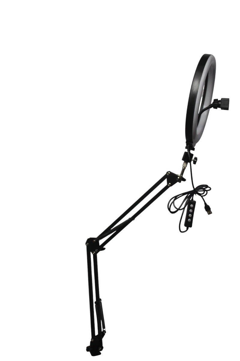SHOPEE Overhead Video Mobile Stand, Led 10inch RGB Ring Light, 2 Way Base clamp,1/4" Ball Head for Camera, Webcams, with Mobile Bracket - Image 3