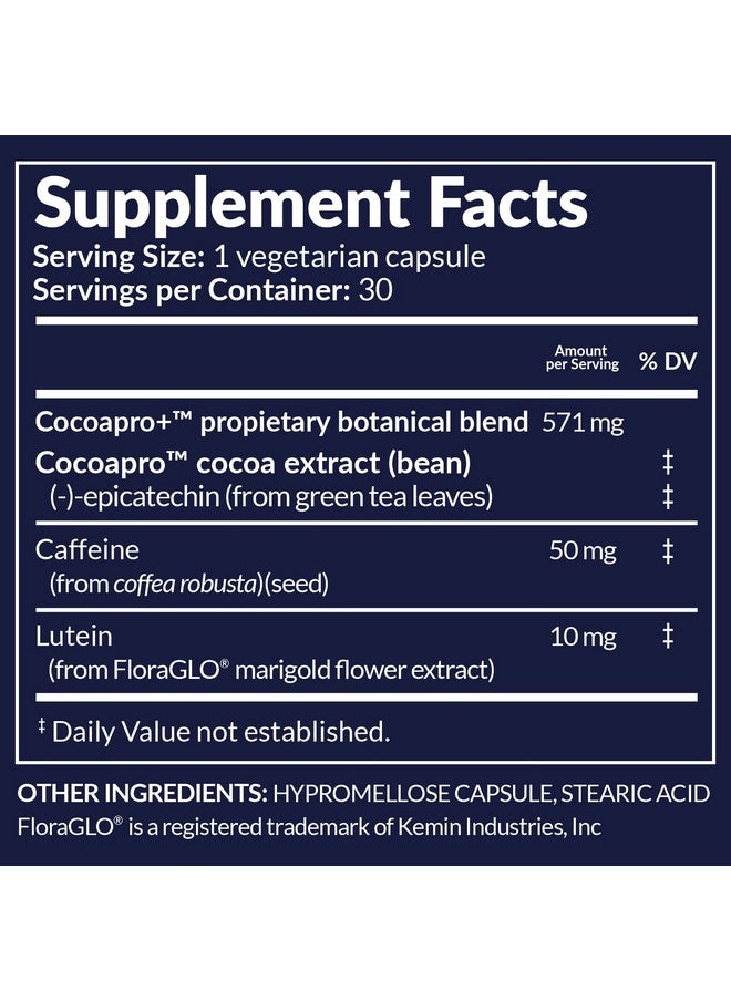 CocoaVia - Memory & Focus Brain Supplement 30 Day Cocoa Flavanol Blend Lutein Added Caffeine For Boost. Improve Cognitive Function Attention Vegan & Plant Based 30 Capsules - Image 1