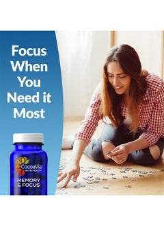 CocoaVia Memory & Focus Brain Supplement 30 Day Cocoa Flavanol Blend Lutein Added Caffeine For Boost. Improve Cognitive Function Attention Vegan & Plant Based 30 Capsules  - Image 4