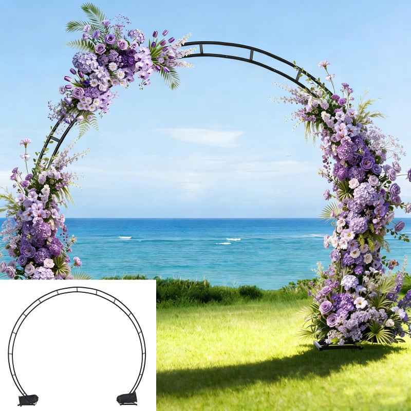 ROOLLYA قوس حديقة معدني كبير، قوس زفاف. 8*7 قدم. أنبوب ثقيل 19 مم، إطار قوس لتزيين الحفلات، قوس بالون. قوس حديقة لدعم النباتات المتسلقة، مع قاعدة، دعامات أرضية، أكياس رمل. - Image 1