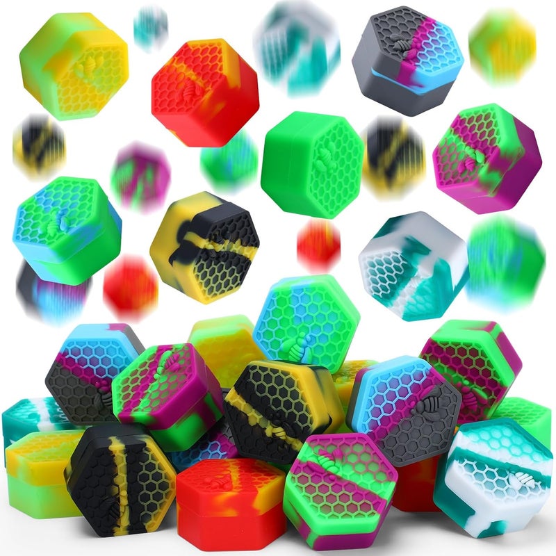 Outus 20 Pcs 26 ml Silicone Wax Containers Non-stick Silicone Wax Containers Multi Use Storage Jars Oil Concentrate Bottles for Home Kitchen Travel, Assorted Colors