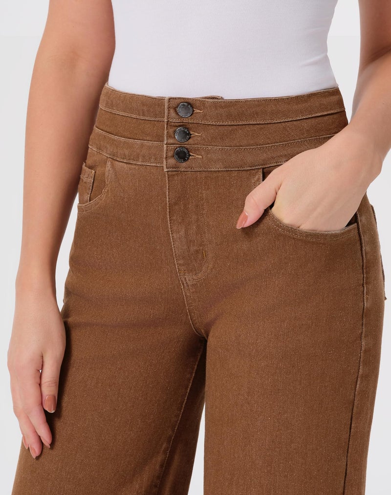 roswear Women's Wide Leg Jeans Casual High Waisted Stretch Baggy Loose Denim Pants Saddle Brown Medium - Image 5