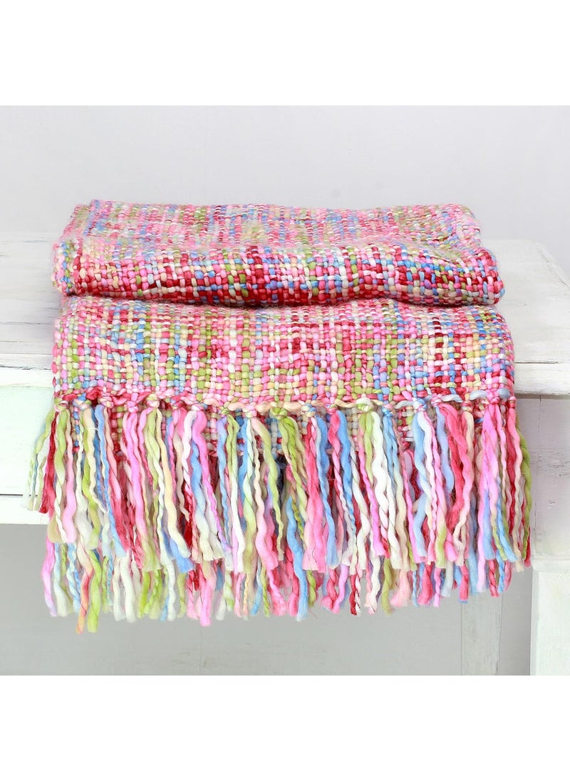 NOVICA NOVICA Multicolor Pastel Throw Blanket Vibrant Pastel  - Image 2