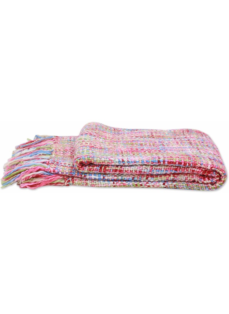 NOVICA NOVICA Multicolor Pastel Throw Blanket Vibrant Pastel  - Image 1