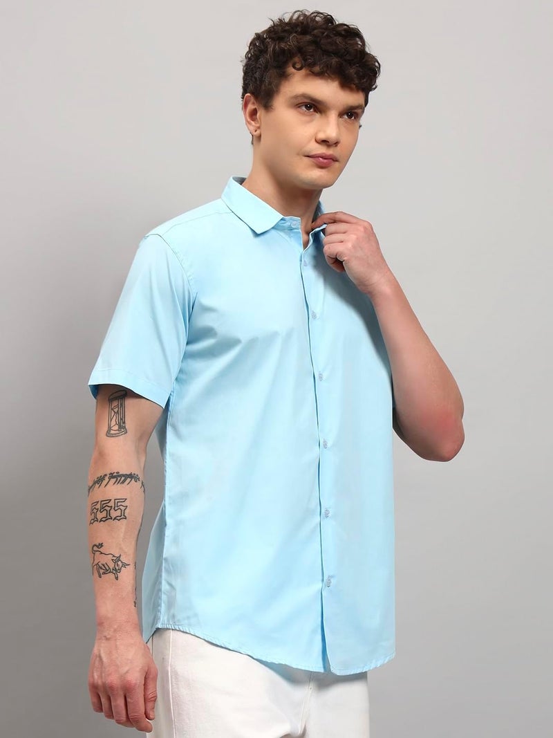 Men's Solid Slim Fit Shirt|Half Sleeve Cotton Casual Shirt with Regular Collar Shirt (S-XXL) - Image 5