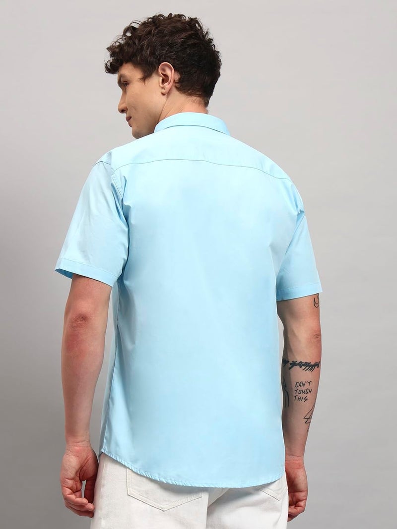 Men's Solid Slim Fit Shirt|Half Sleeve Cotton Casual Shirt with Regular Collar Shirt (S-XXL) - Image 3