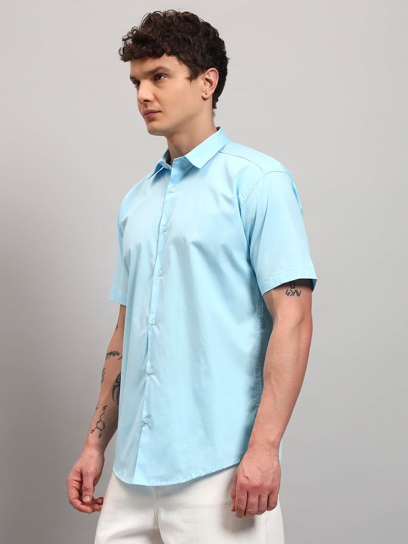 Men's Solid Slim Fit Shirt|Half Sleeve Cotton Casual Shirt with Regular Collar Shirt (S-XXL) - Image 2