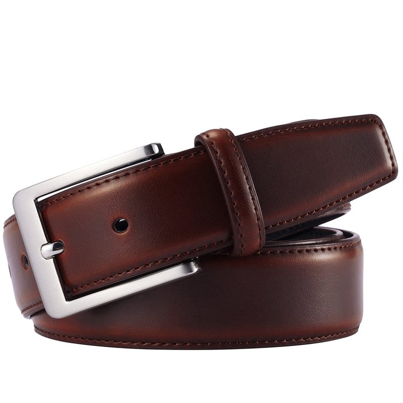 XOUXOU Men's Casual Leather Jeans Belts Classic Work Business Dress Belt with Prong Buckle for Men (Brown (S101), 46 (Waist 44)) - Image 2